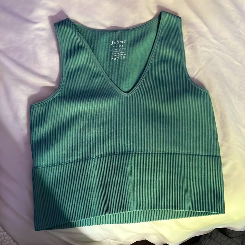 WOMENS TEAL RIBBED TANK TOP!
